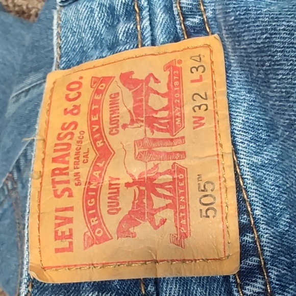 Levi's 505 Blue Straight Jeans Classic Fit Size 32x34 - Picture 7 of 9